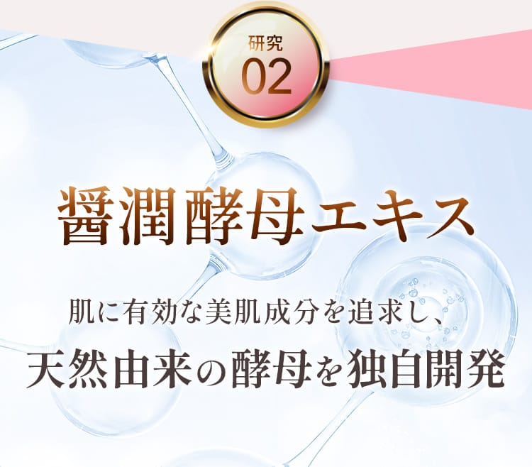 研究02 醤潤酵母エキス 肌に有効な美肌成分を追求し、天然由来の酵母を独自開発